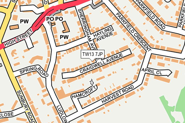 TW13 7JP map - OS OpenMap – Local (Ordnance Survey)