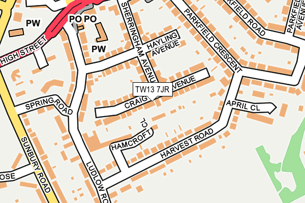TW13 7JR map - OS OpenMap – Local (Ordnance Survey)