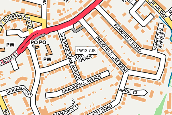 TW13 7JS map - OS OpenMap – Local (Ordnance Survey)