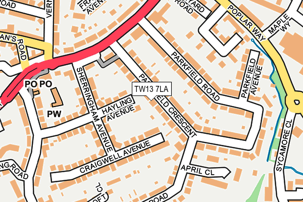 TW13 7LA map - OS OpenMap – Local (Ordnance Survey)