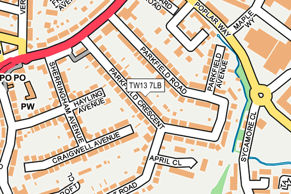 TW13 7LB map - OS OpenMap – Local (Ordnance Survey)