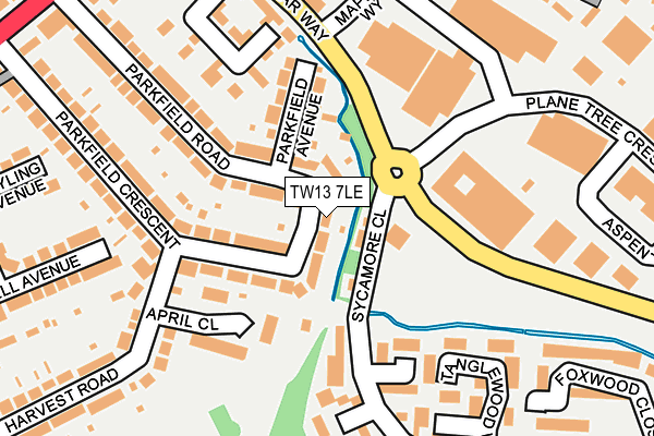 TW13 7LE map - OS OpenMap – Local (Ordnance Survey)