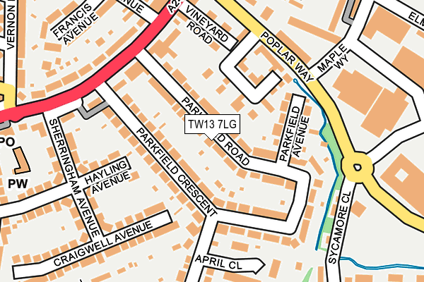 TW13 7LG map - OS OpenMap – Local (Ordnance Survey)