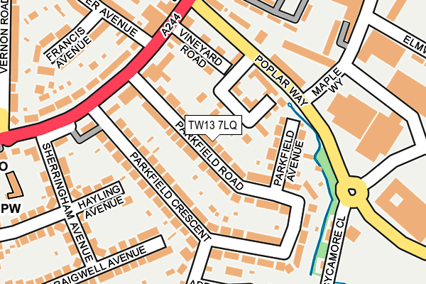 TW13 7LQ map - OS OpenMap – Local (Ordnance Survey)