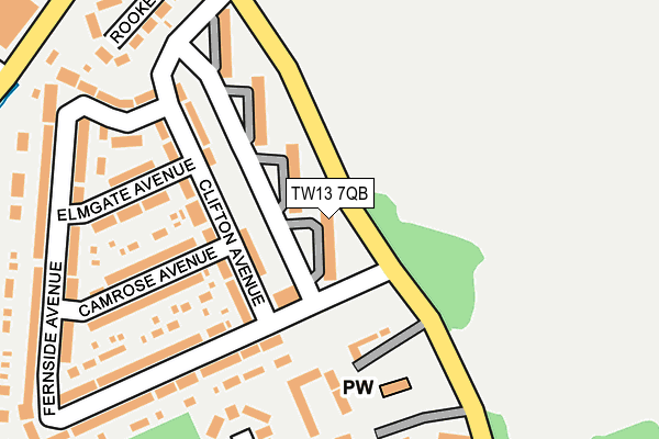 TW13 7QB map - OS OpenMap – Local (Ordnance Survey)