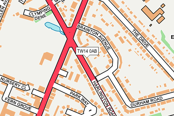 TW14 0AB map - OS OpenMap – Local (Ordnance Survey)