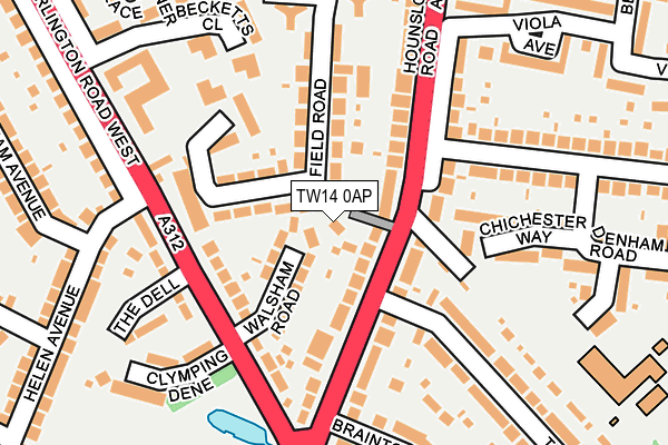 TW14 0AP map - OS OpenMap – Local (Ordnance Survey)