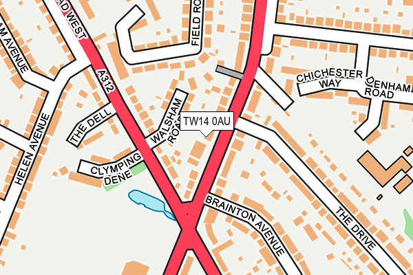 TW14 0AU map - OS OpenMap – Local (Ordnance Survey)