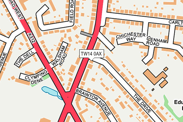 TW14 0AX map - OS OpenMap – Local (Ordnance Survey)