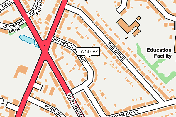 TW14 0AZ map - OS OpenMap – Local (Ordnance Survey)