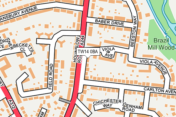 TW14 0BA map - OS OpenMap – Local (Ordnance Survey)
