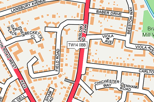 TW14 0BB map - OS OpenMap – Local (Ordnance Survey)