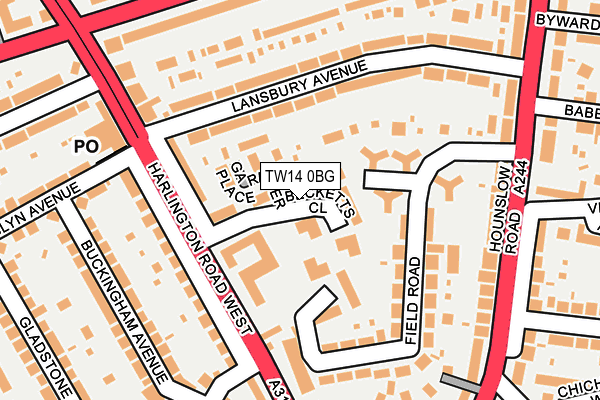 TW14 0BG map - OS OpenMap – Local (Ordnance Survey)