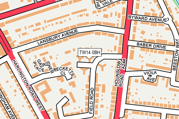 TW14 0BH map - OS OpenMap – Local (Ordnance Survey)