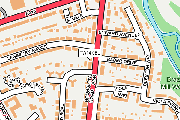 TW14 0BL map - OS OpenMap – Local (Ordnance Survey)