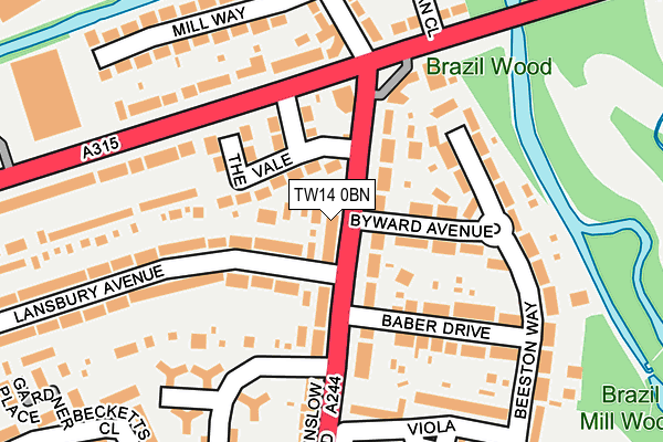 TW14 0BN map - OS OpenMap – Local (Ordnance Survey)