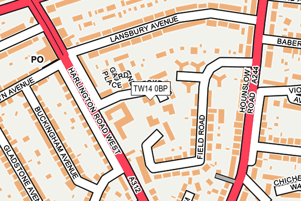 TW14 0BP map - OS OpenMap – Local (Ordnance Survey)