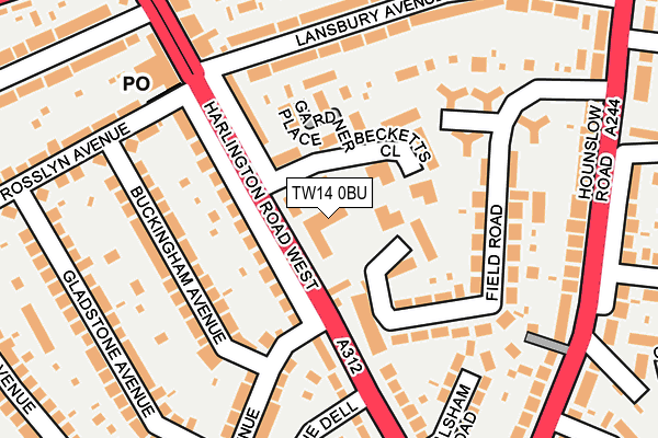 TW14 0BU map - OS OpenMap – Local (Ordnance Survey)