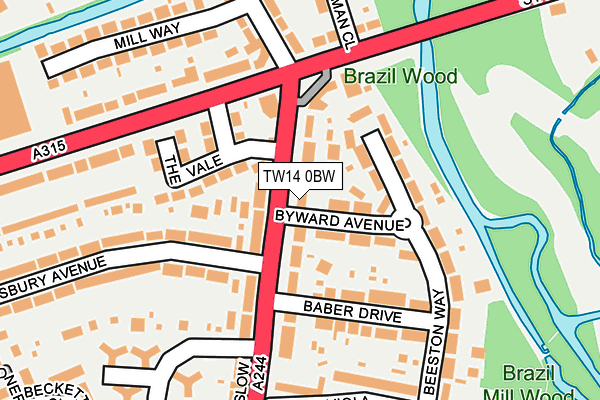 TW14 0BW map - OS OpenMap – Local (Ordnance Survey)