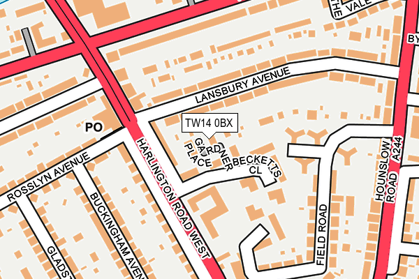 TW14 0BX map - OS OpenMap – Local (Ordnance Survey)