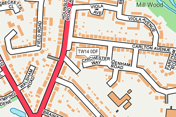 TW14 0DF map - OS OpenMap – Local (Ordnance Survey)