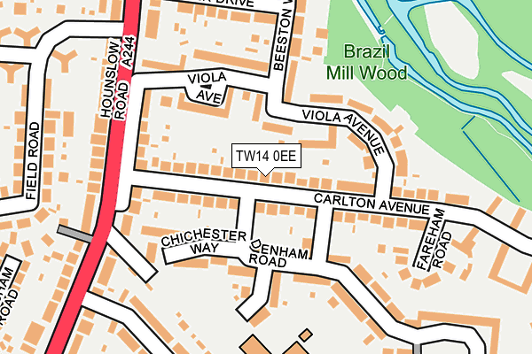 TW14 0EE map - OS OpenMap – Local (Ordnance Survey)