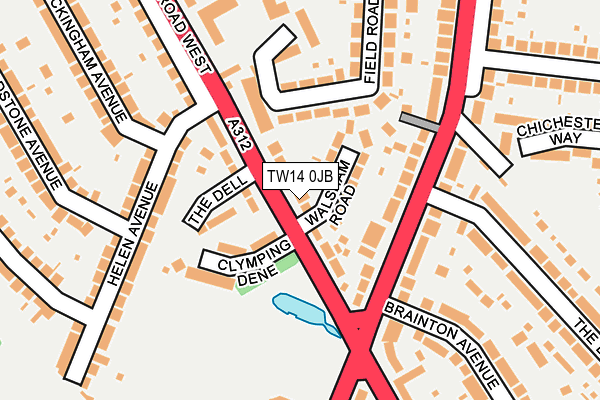 TW14 0JB map - OS OpenMap – Local (Ordnance Survey)