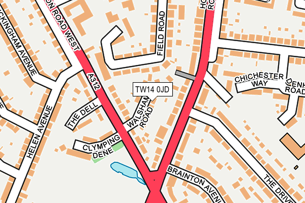 TW14 0JD map - OS OpenMap – Local (Ordnance Survey)
