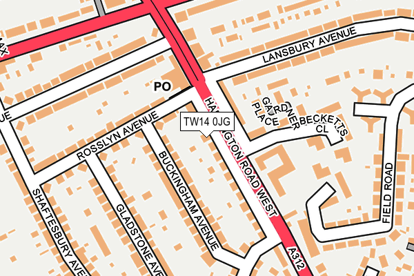 TW14 0JG map - OS OpenMap – Local (Ordnance Survey)