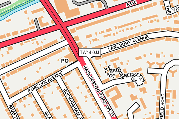 TW14 0JJ map - OS OpenMap – Local (Ordnance Survey)