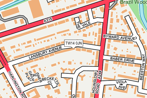 TW14 0JN map - OS OpenMap – Local (Ordnance Survey)