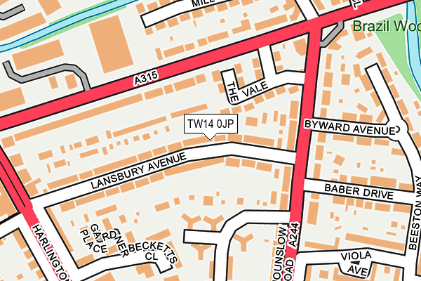 TW14 0JP map - OS OpenMap – Local (Ordnance Survey)