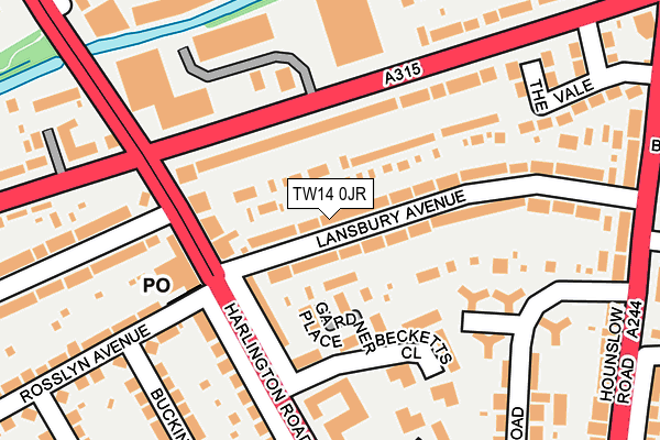 TW14 0JR map - OS OpenMap – Local (Ordnance Survey)