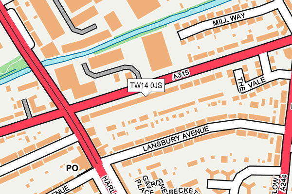 TW14 0JS map - OS OpenMap – Local (Ordnance Survey)