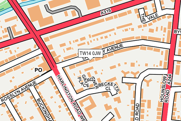 TW14 0JW map - OS OpenMap – Local (Ordnance Survey)