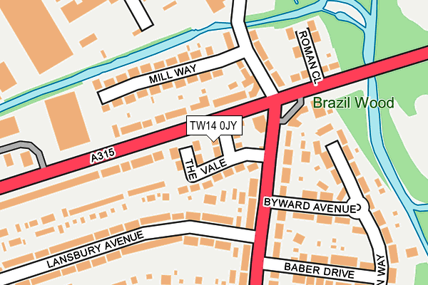 TW14 0JY map - OS OpenMap – Local (Ordnance Survey)