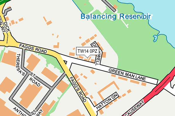 TW14 0PZ map - OS OpenMap – Local (Ordnance Survey)