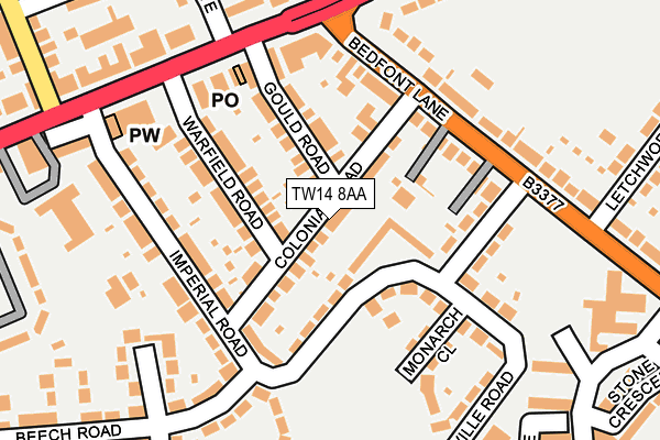 TW14 8AA map - OS OpenMap – Local (Ordnance Survey)