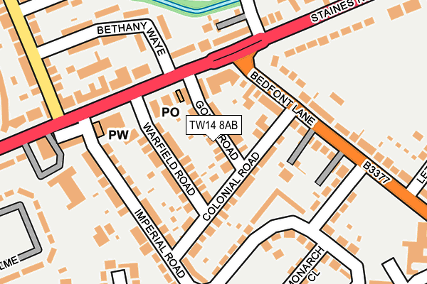 TW14 8AB map - OS OpenMap – Local (Ordnance Survey)