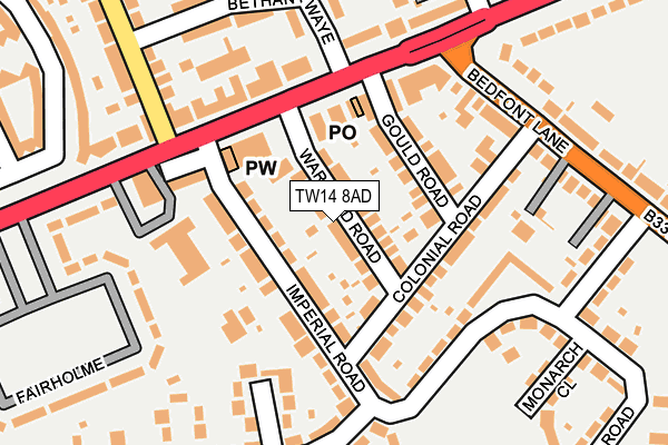 TW14 8AD map - OS OpenMap – Local (Ordnance Survey)