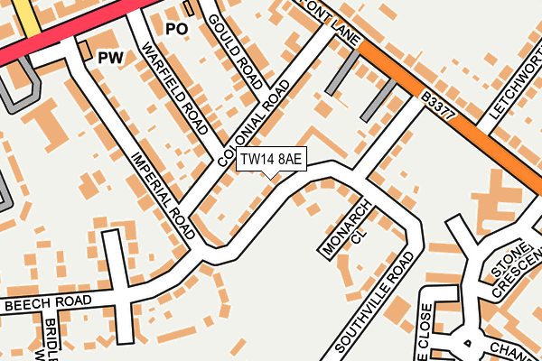 TW14 8AE map - OS OpenMap – Local (Ordnance Survey)
