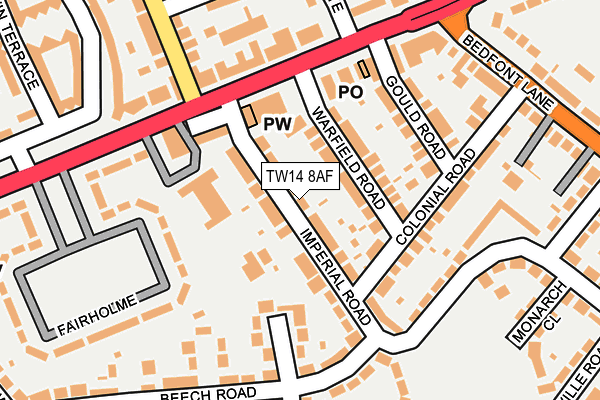 TW14 8AF map - OS OpenMap – Local (Ordnance Survey)