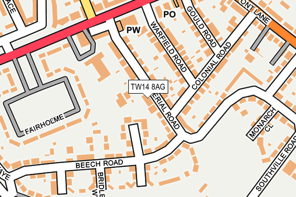 TW14 8AG map - OS OpenMap – Local (Ordnance Survey)