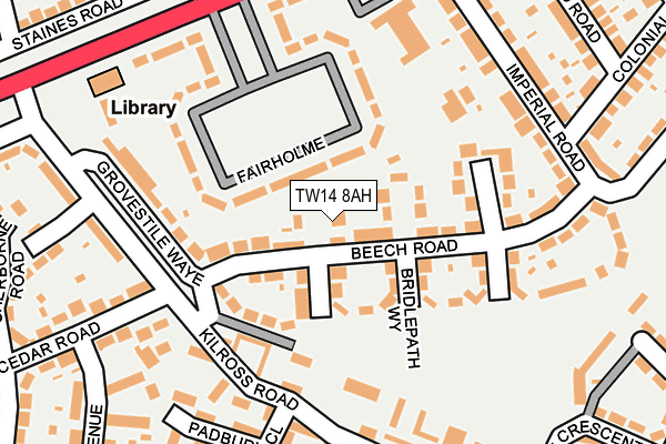 TW14 8AH map - OS OpenMap – Local (Ordnance Survey)