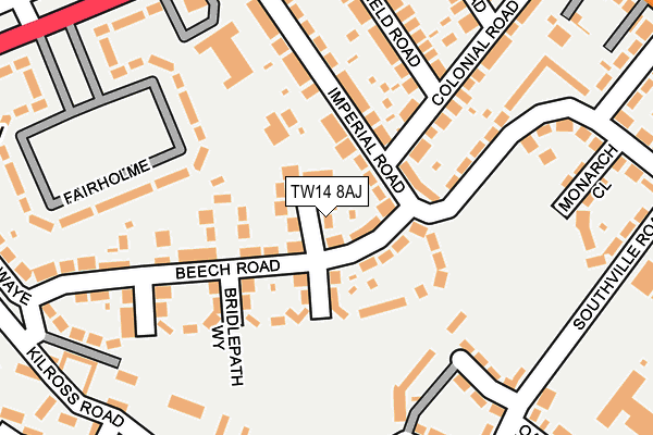 TW14 8AJ map - OS OpenMap – Local (Ordnance Survey)