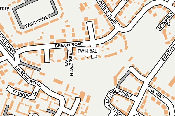 TW14 8AL map - OS OpenMap – Local (Ordnance Survey)
