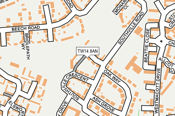 TW14 8AN map - OS OpenMap – Local (Ordnance Survey)