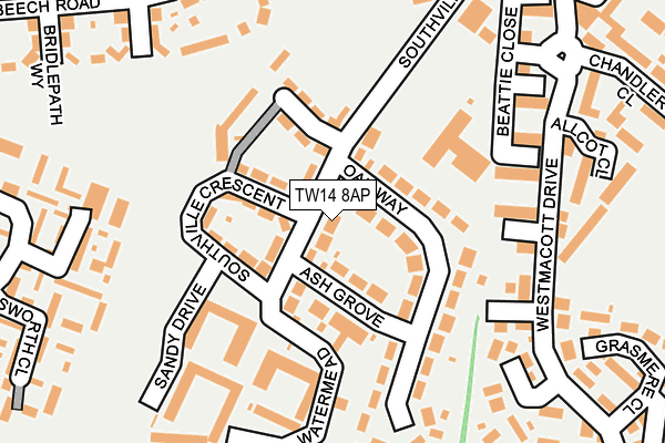 TW14 8AP map - OS OpenMap – Local (Ordnance Survey)