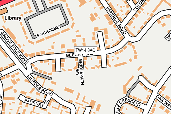 TW14 8AQ map - OS OpenMap – Local (Ordnance Survey)