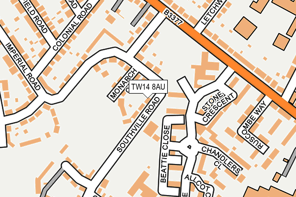 TW14 8AU map - OS OpenMap – Local (Ordnance Survey)